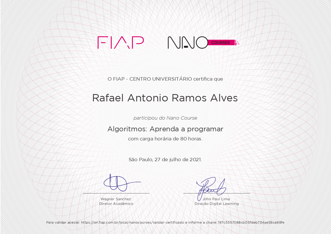 Algorithms Certificate